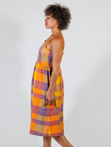 Ivy Midi Dress - Sunset Plaid Dresses Mata Traders 