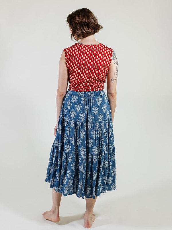Mata Traders Danielle Tiered Skirt - Indigo Blossom Skirts Mata Traders 