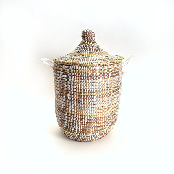 Striped White + Ivory Basket Baskets Mbare 