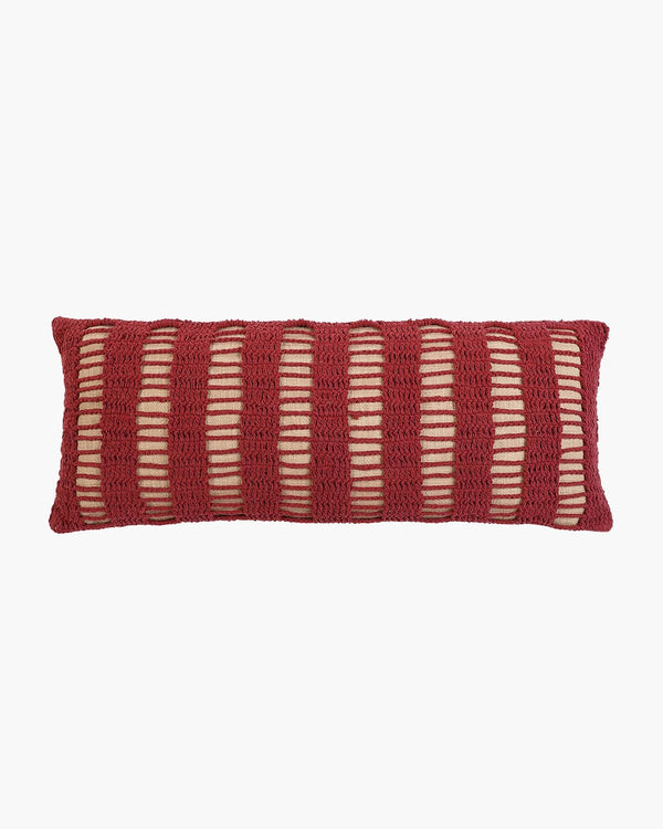 Tarika Lines Lumbar Crochet Pillow - Wine Red Throw Pillows Casa Amarosa 