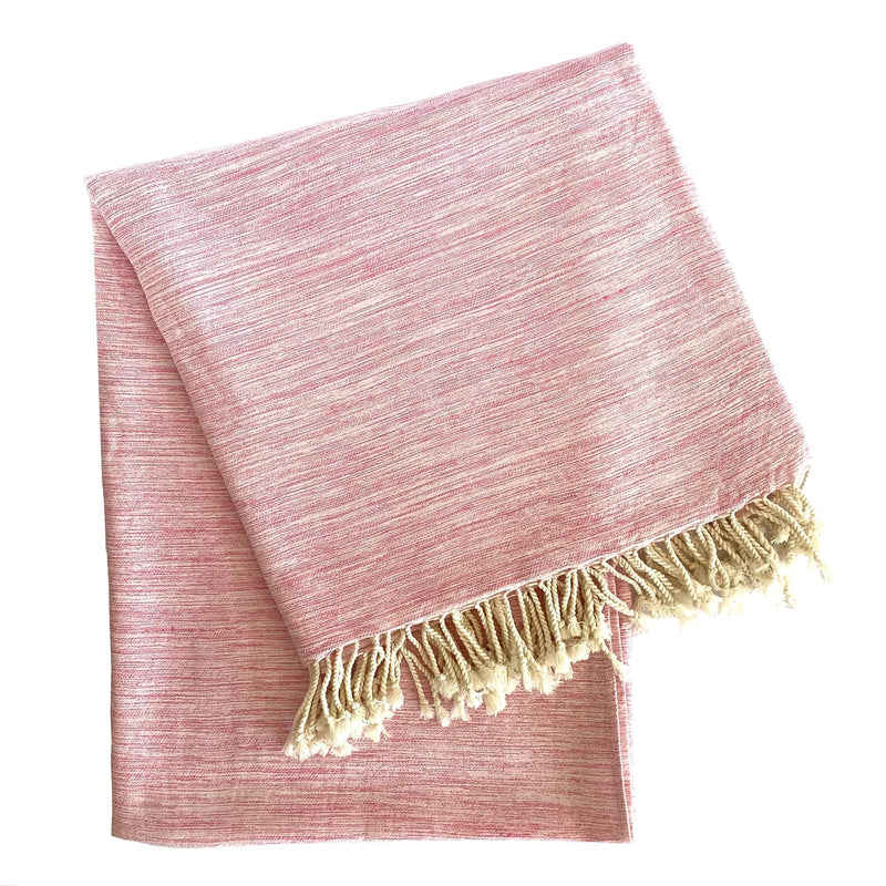 Yalova Upcycled Soft Marbled Turkish Throw Blanket Towels Hilana: Upcycled Cotton Pink 