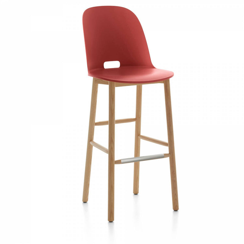 Alfi Recycled High Back Barstool - Ash Furniture Emeco Red 