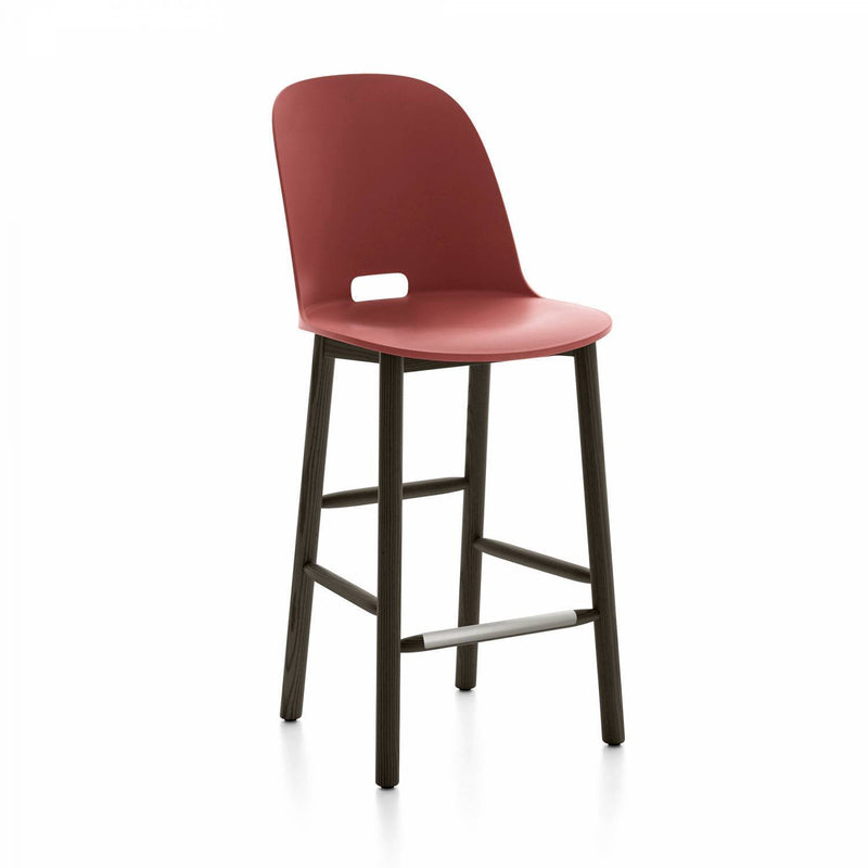 Alfi Recycled High Back Counter Stool - Dark Ash Furniture Emeco Red 