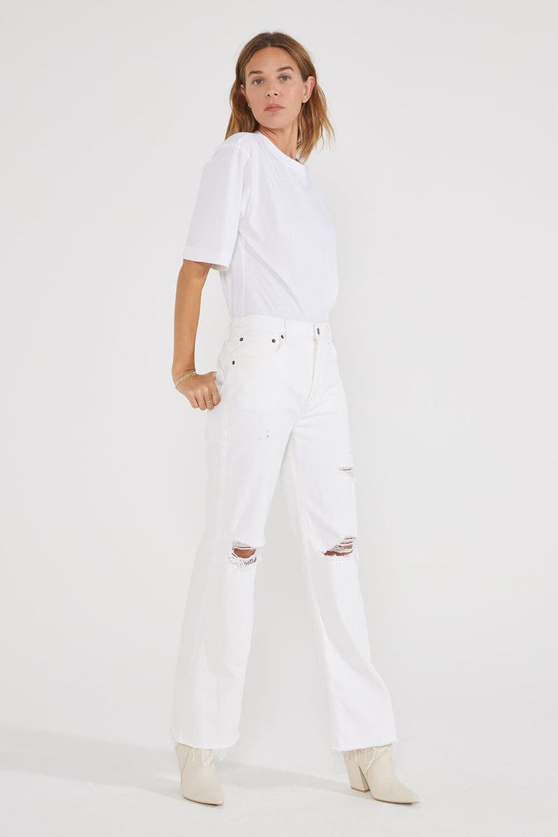 Amis Mid Rise Relaxed Boot Jeans - Vintage White Pants + Jeans ÉTICA 