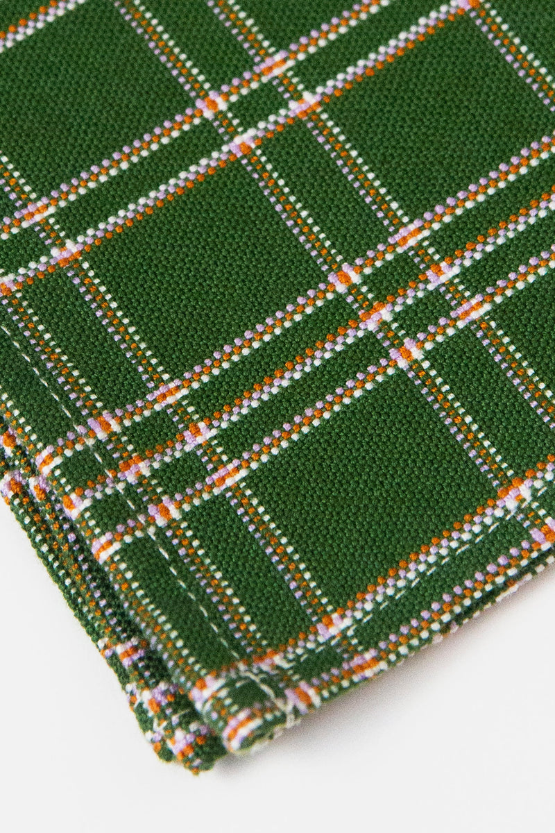 Archive New York Chiapas Plaid Forest Green Cocktail Napkins Set of 4 Kitchen Archive New York 
