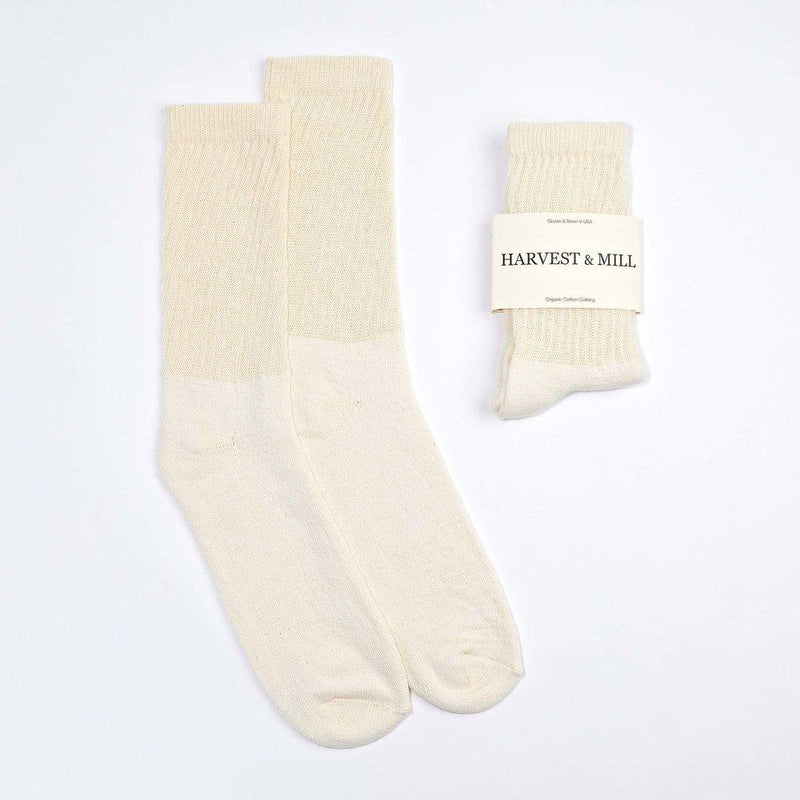 Harvest & Mill Women's 6 Pack Organic Cotton Socks Natural-White Crew Harvest & Mill 