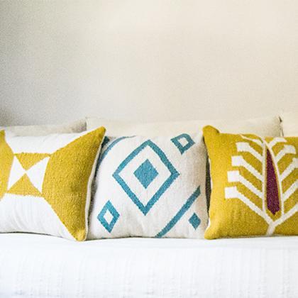 Kiliim Cream Yellow Arrows Cushions (Set of 2) Cushions Kiliim