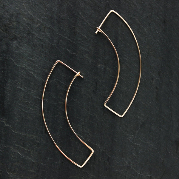 L.Greenwalt Jewelry Geometric Gold Hoop Earrings, Curve, L.Greenwalt Jewelry, Loop Jewelry, Geometric, Threader, Gold Geometric, Modern, Contemporary, Gold Fill Hoop Earrings L.Greenwalt Jewelry 