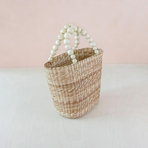 LIKHÂ Natural Small Market Tote Bag with Wood Bead Handles - Modern Woven Tote | LIKHA Handbags LIKHÂ 