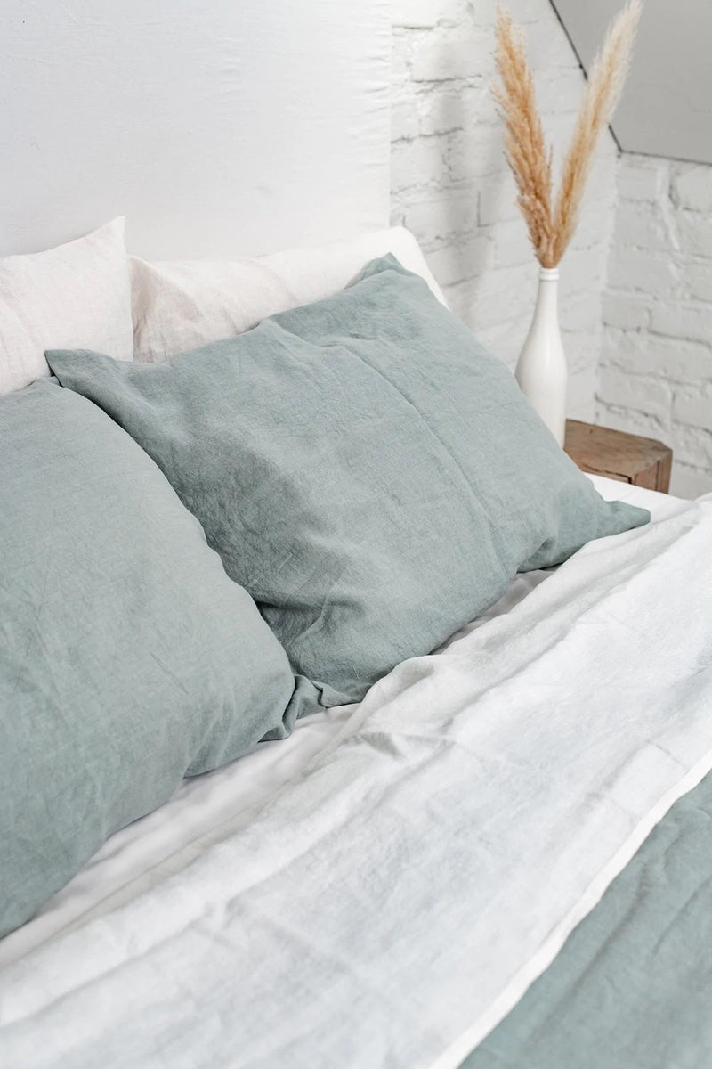 Linen Pillowcase Pillowcases AmourLinen Standard Sage Green 