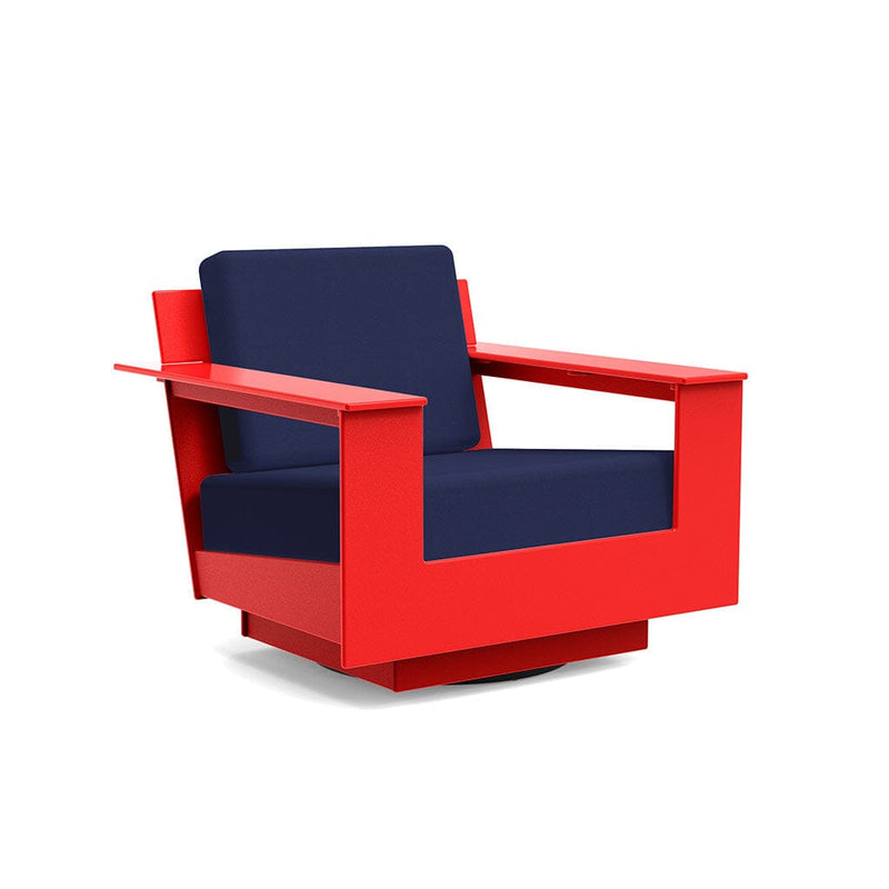 Nisswa Lounge Swivel Outdoor Seating Loll Designs Apple Red Canvas Navy 