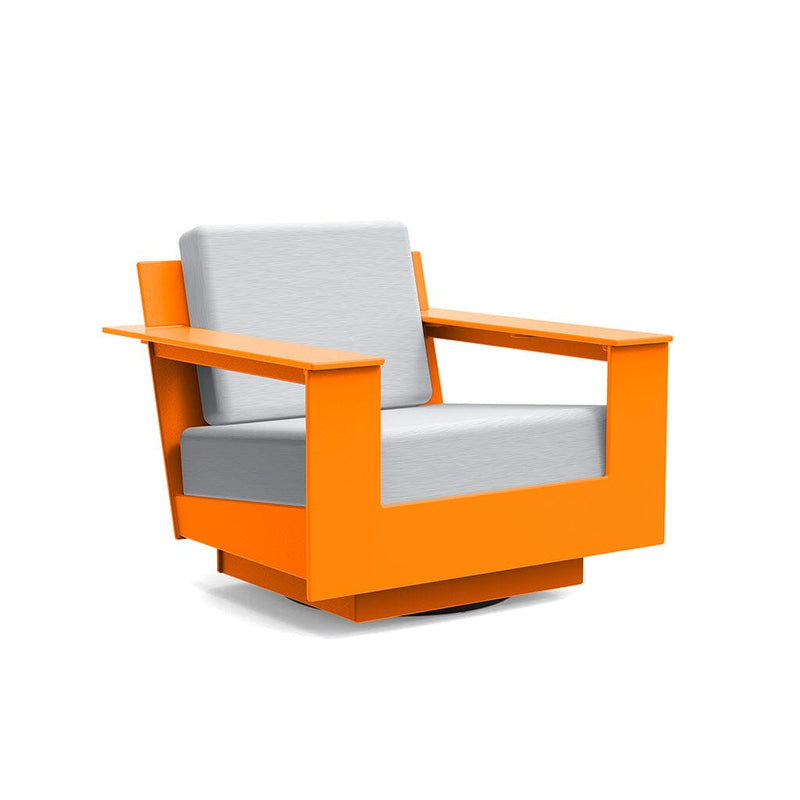 Nisswa Lounge Swivel Outdoor Seating Loll Designs Sunset Orange Cast Silver 