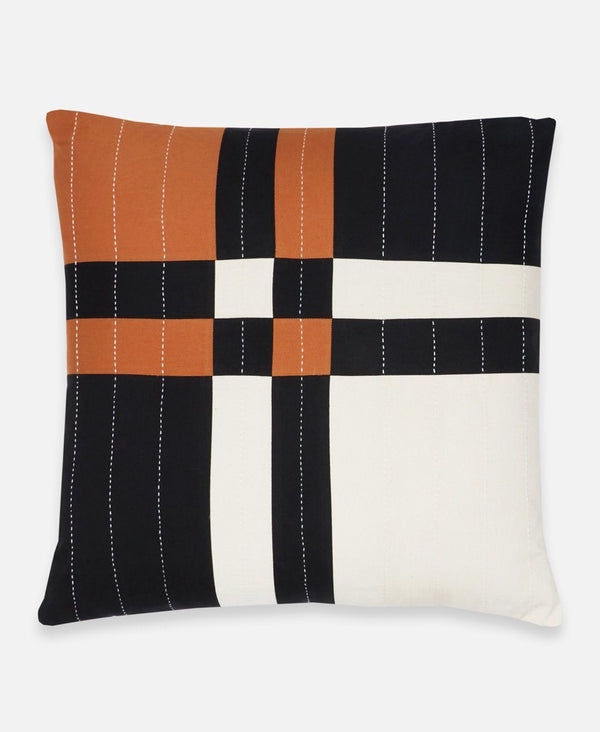 Patchwork Plaid Throw Pillow Throw Pillows Anchal Project Camel 