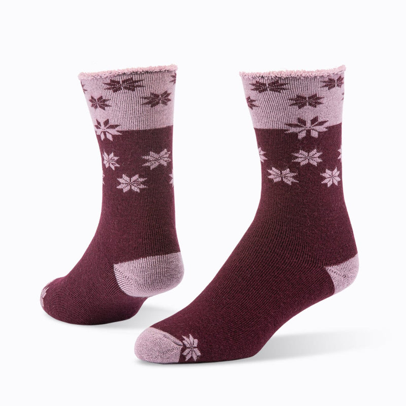 Poinsettia Unisex Wool Snuggle Socks - Single Socks Maggie's Organics M Wine 