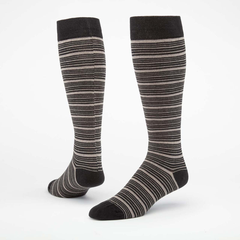 Unisex Compression Socks - 6 Pack Socks Maggie's Organics M Black/Gray Stripe 
