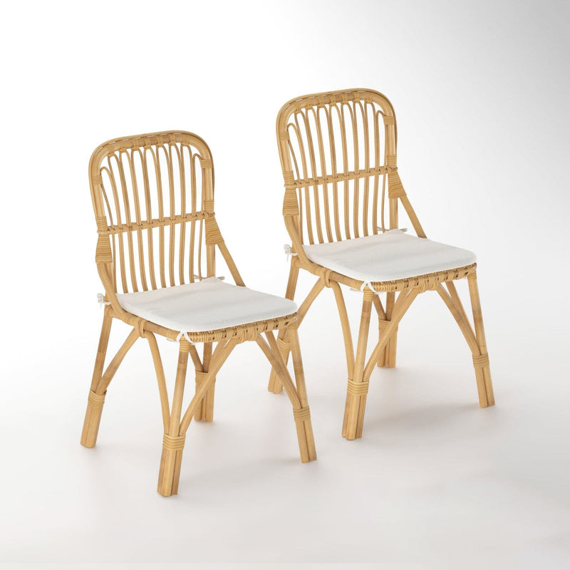 Vintage-Style Rattan Dining Chair Set Dining Chairs Mojo Boutique 