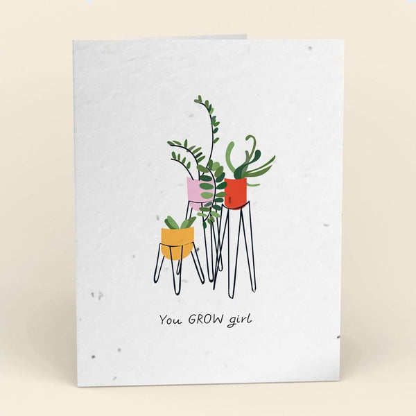 You Grow Girl Plantable Cards - 10 pack Greeting Cards Cute Root 