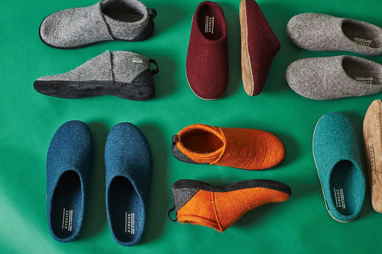 Green wool slippers womens - Meadowsong -