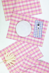 Abigail Plaid Placemat Set Table Linens Archive New York Bubblegum and Peach 
