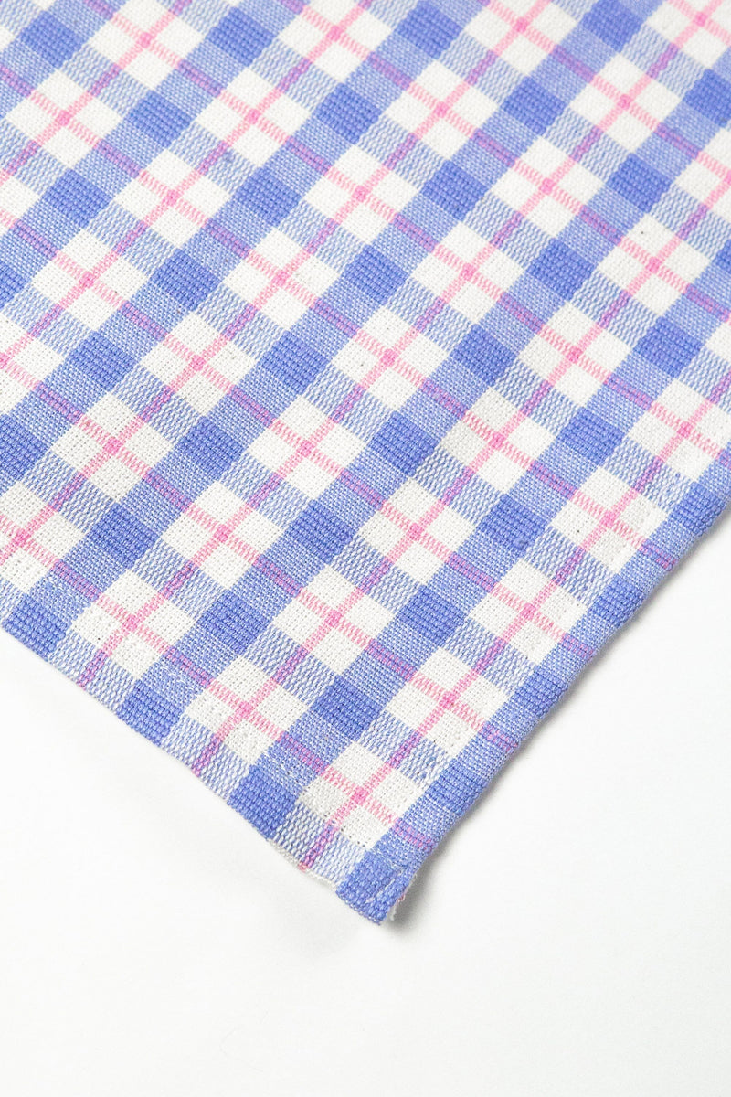 Archive New York Sofia Plaid Dinner Napkin in Periwinkle Blue and Pink Kitchen Archive New York 