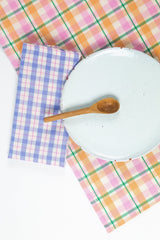 Archive New York Sofia Plaid Dinner Napkin in Periwinkle Blue and Pink Kitchen Archive New York 