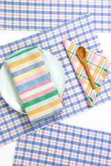 Archive New York Sofia Plaid Placemat in Periwinkle Blue and Pink Kitchen Archive New York 