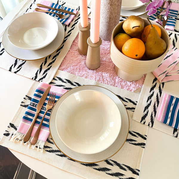 Archive New York Toto Palm in Cream and Grey Ikat Placemat Archive New York 