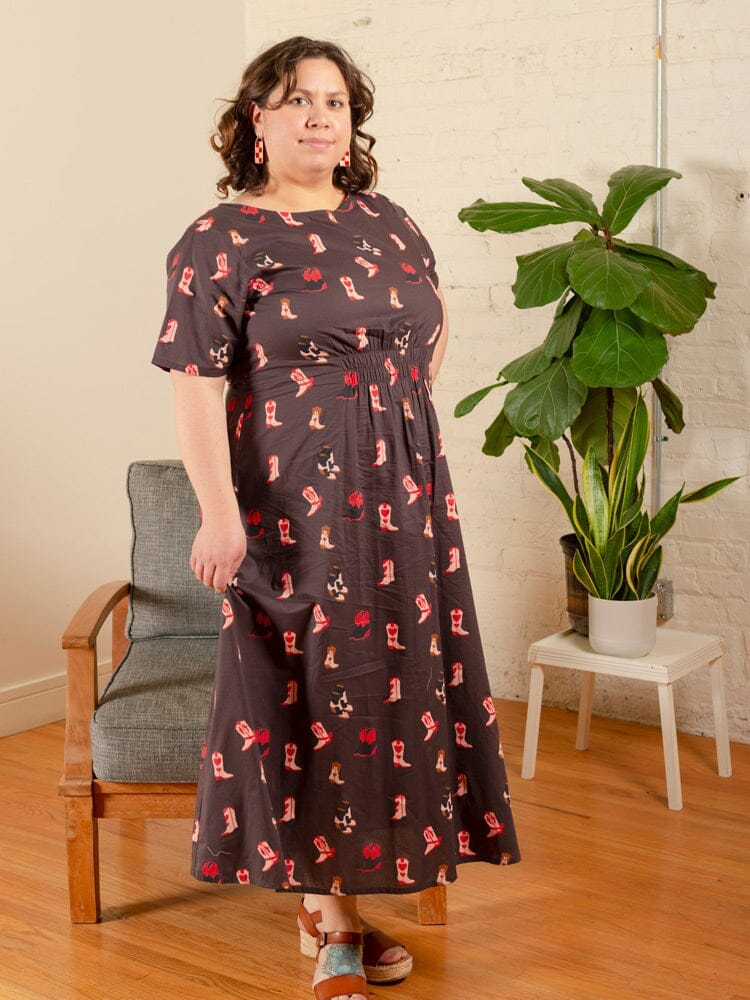 Artsy Traveler Short Sleeve Midi Dress - Two Step Dusk Dresses Mata Traders 