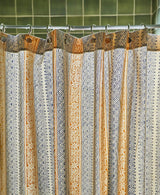 Block Print Floral Stripe Shower Curtain Curtain Anchal 