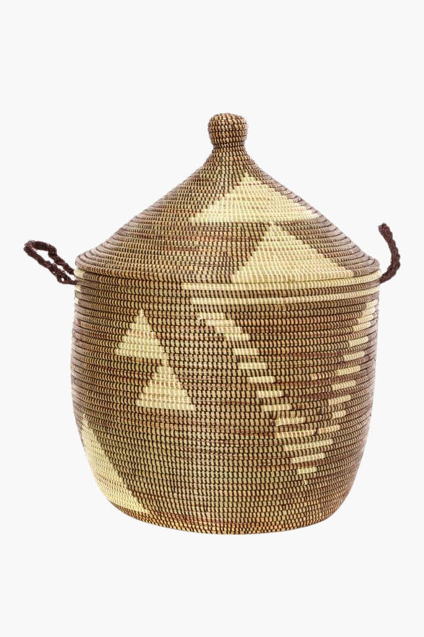 Brown and Cream Triangle Design Basket Hampers Swahili African Modern 