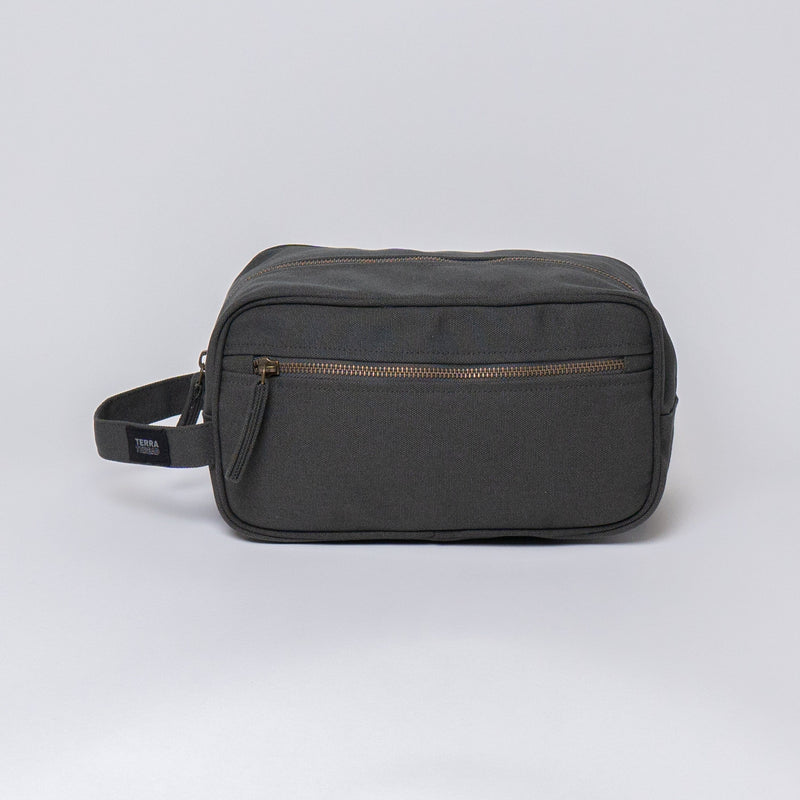 Canvas Toiletry Bag Travel Accessories Terra Thread Charcoal Gray 