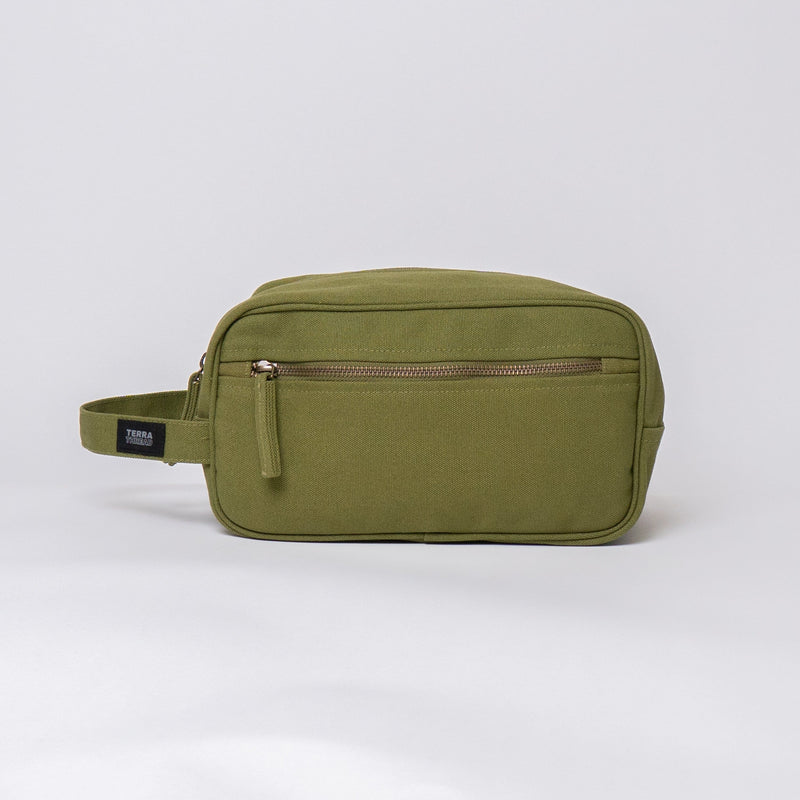 Canvas Toiletry Bag Travel Accessories Terra Thread Olive Green 