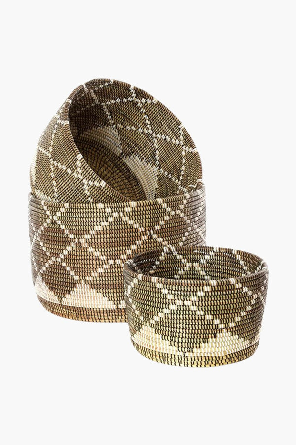 Diamond Nesting Basket Set Baskets Swahili African Modern 