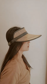 *dimensions needed* Sumi Leather and Cane Rattan Visor Hats + Visors Village Thrive Black 