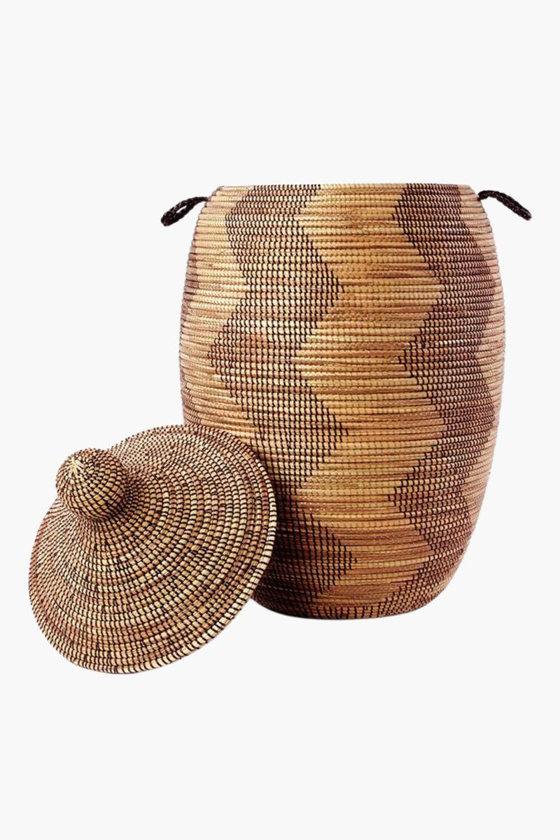 Extra Large Black and Gold ZigZag Hamper Hampers Swahili African Modern 