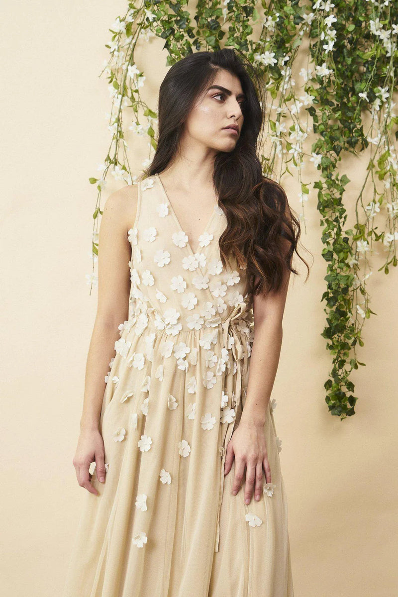 Floral Ombre Maxi Gown - Champagne + Cream Dresses Symbology 