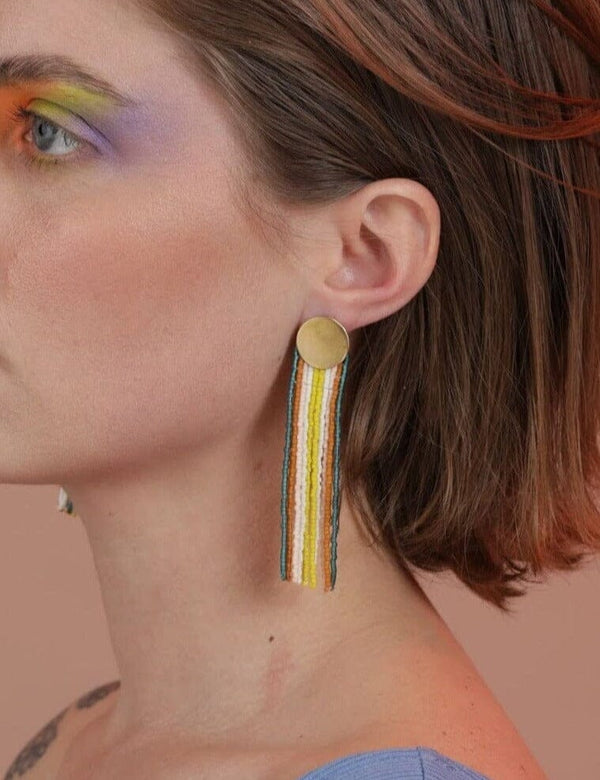 Groovy Stripes Beaded Earrings Earrings Take Shape Studio 