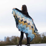 Ichcha Indigo Blue Blockprinted women scarf/wrap - Ocean Ichcha 