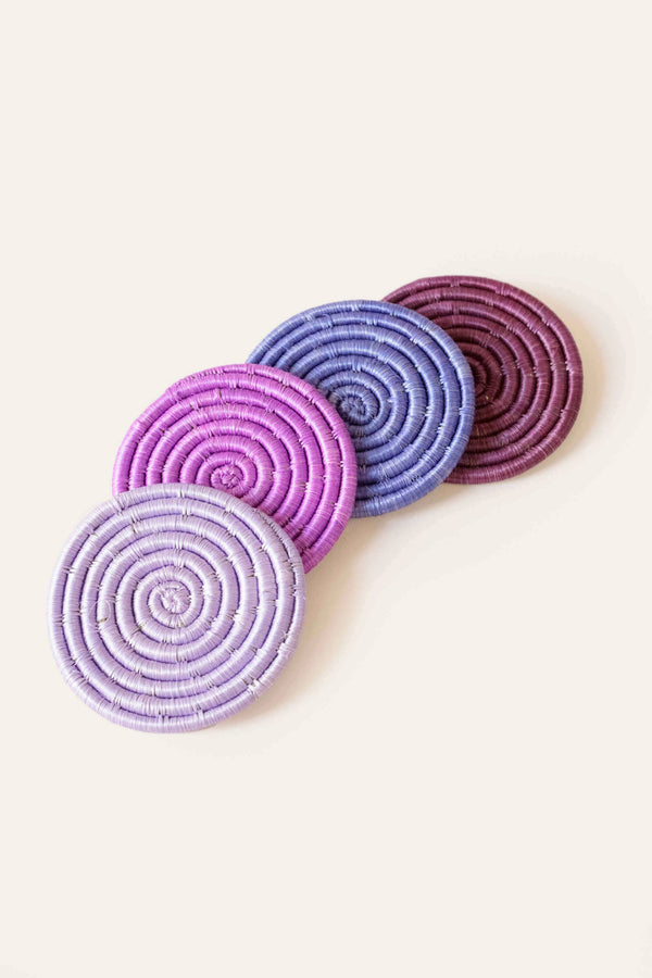 Indego Africa Solid Mixed Set of 4 Coasters Purple Home Decor Indego Africa 