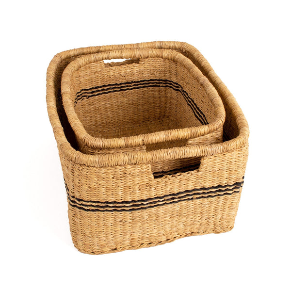 KAZI Modern Catch Alls - Rectangular Striped, Set of 2 Storage Baskets KAZI 