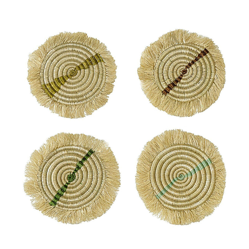 KAZI Restorative Fringed Coasters - Multicolor, Set of 4 Coasters KAZI 