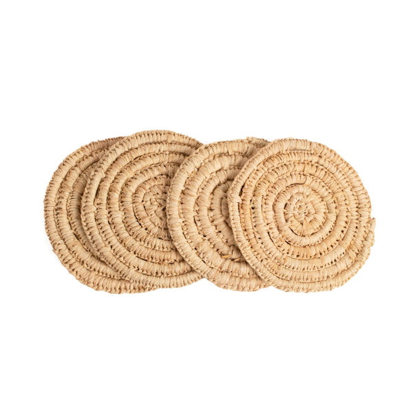 KAZI Stone Coasters - Natural Crochet, Set of 4 Decor KAZI 
