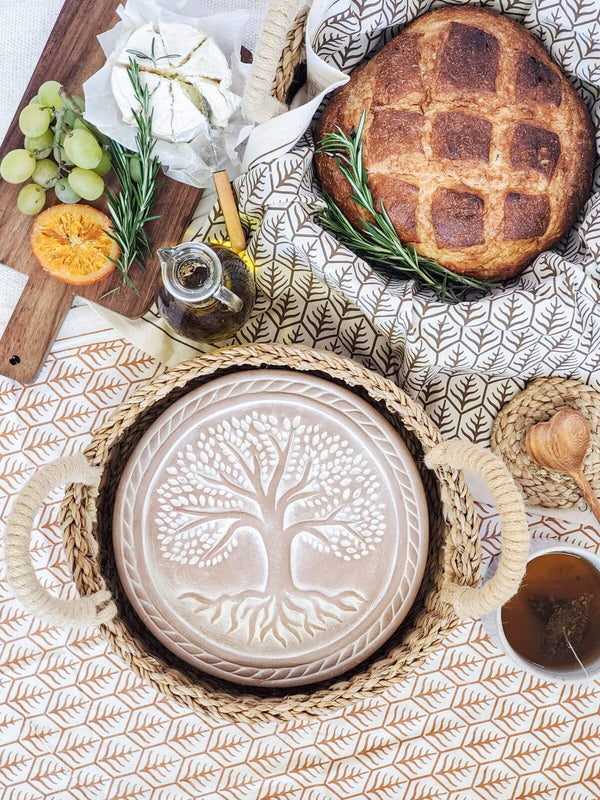 Korissa Bread Warmer & Basket Gift Set with Tea Towel - Tree of Life Round KITCHEN Korissa 
