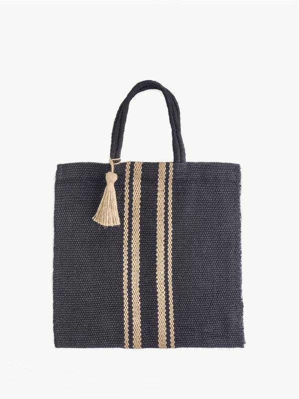 Korissa Naya Jute Tote Bag - Black Handbag & Wallet Accessories Korissa 