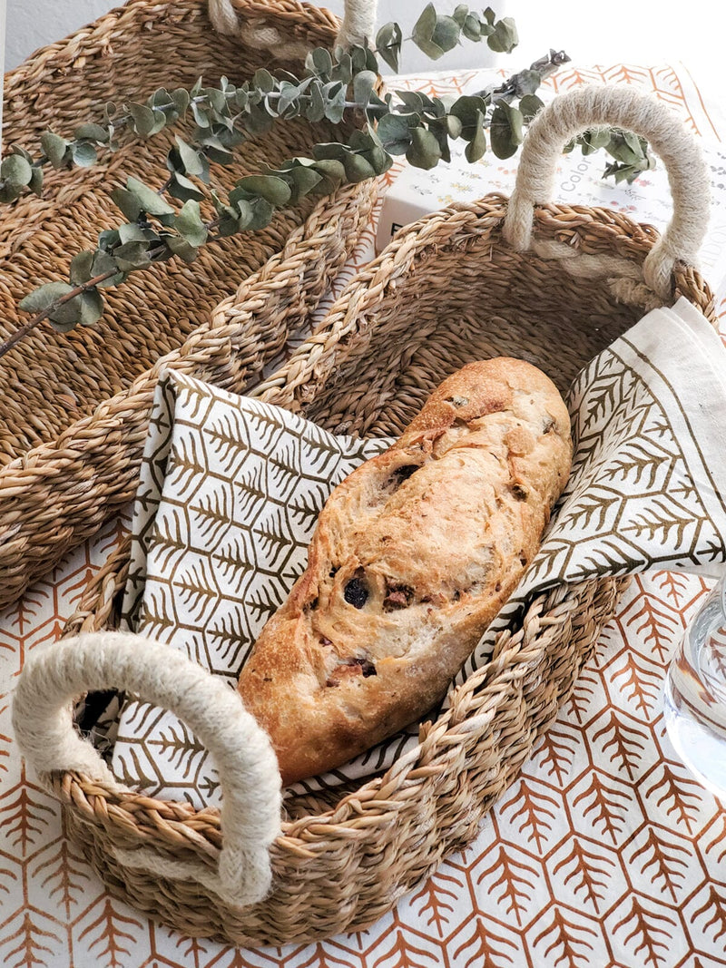 Korissa Savar Bread Basket with White Handle Storage & Organization Korissa 