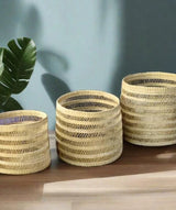 Lace Weave Basket Bin Set Baskets Swahili African Modern 