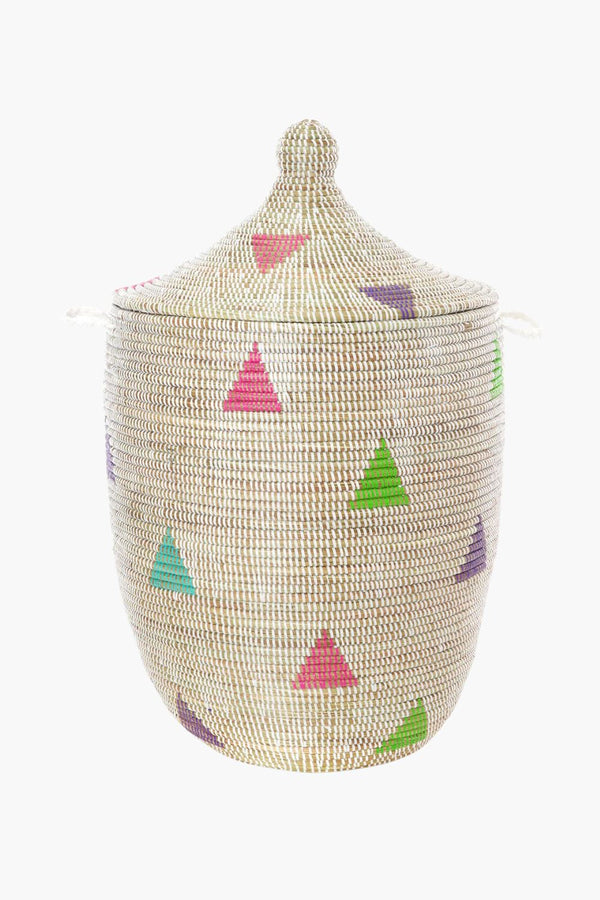 Large White Teranga Triangle Hamper Basket Hampers Swahili African Modern 
