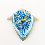 Last Chance Textiles Blockprint Cotton Scarf- Tempo in Capri- 40in Larger Scarves Last Chance Textiles 