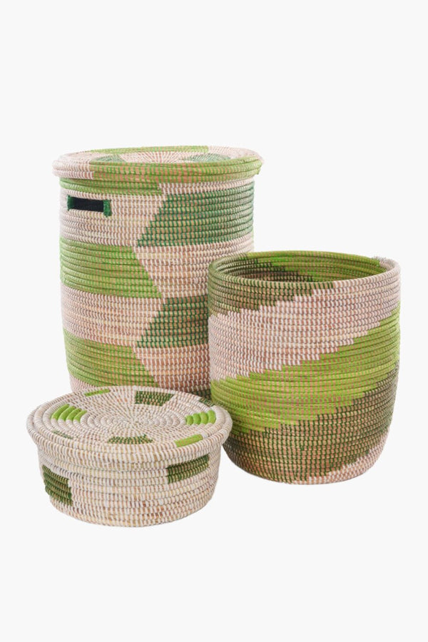 Leafy Green Mixed Basket Set Hampers Swahili African Modern 