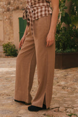 Leah Wide Linen Pants With Slits Pants + Jeans AmourLinen 